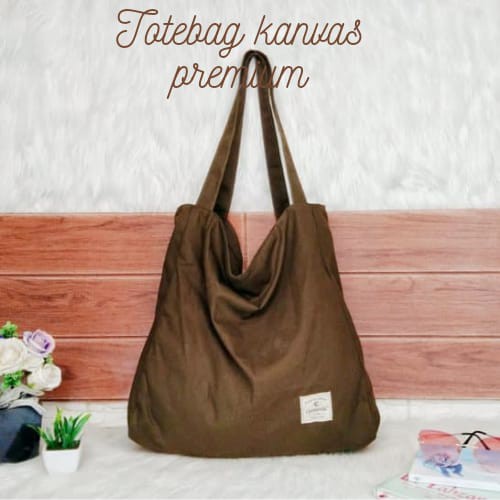 TOTE BAG BESAR / NUDIE BAG MOTIF POLOS BAHAN CANVAS SUEDING TEBAL LEMBUT MURAH BISA COD BISA CUSTOM