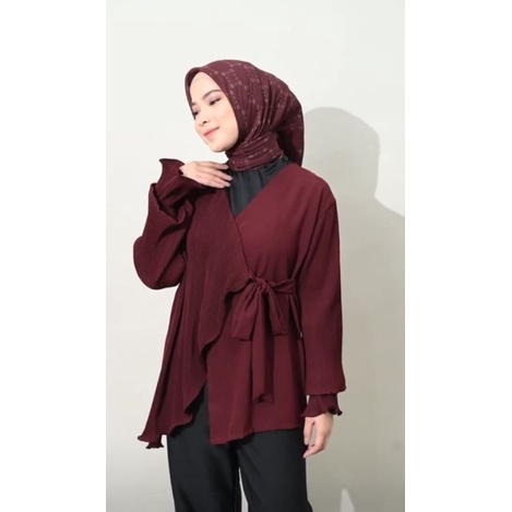 Zania Blouse Local.id PLUM/cardigan plisket/ baju plisket/plisket premium