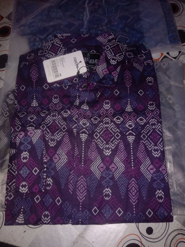 Babedo Kemeja Batik Slimfit Pria Motif Purple Torpedo Lengan Panjang Premium