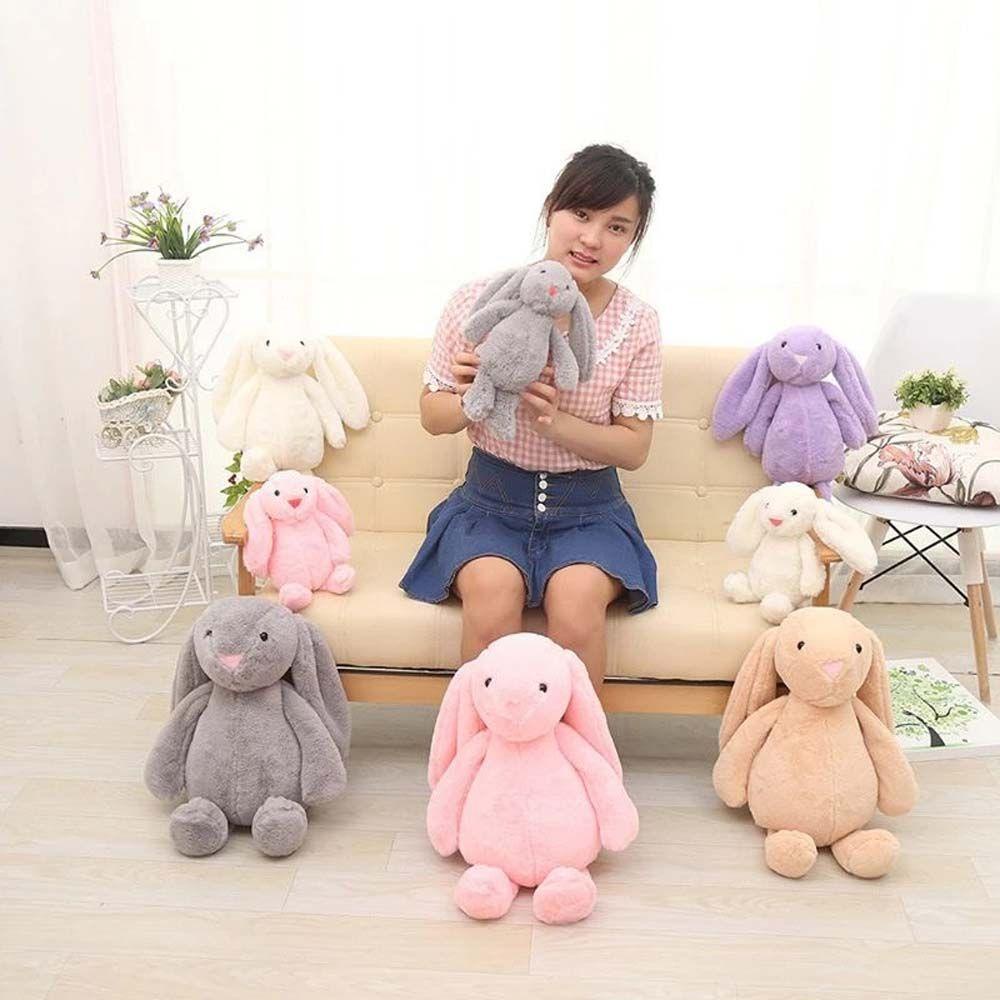 Quinton Long-eared Rabbit Plush Doll 30 cm Kartun Pink Anak Malu Boneka Kelinci Hewan Boneka Mainan