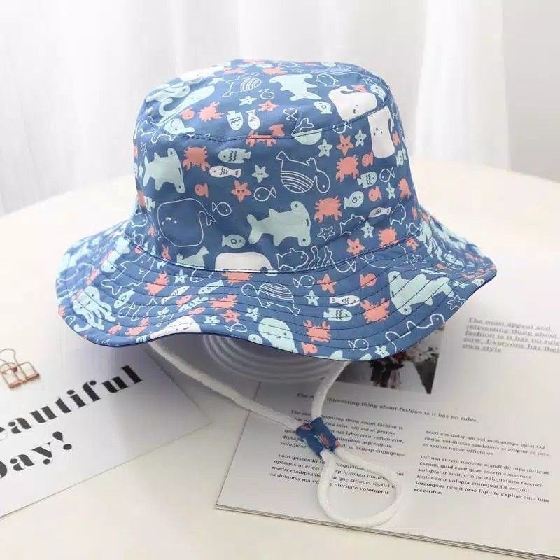 Bucket hat HIGH QUALITY Dino Navy UnserSea Topi pantai bayi 0-2 thn Import CBKS VC