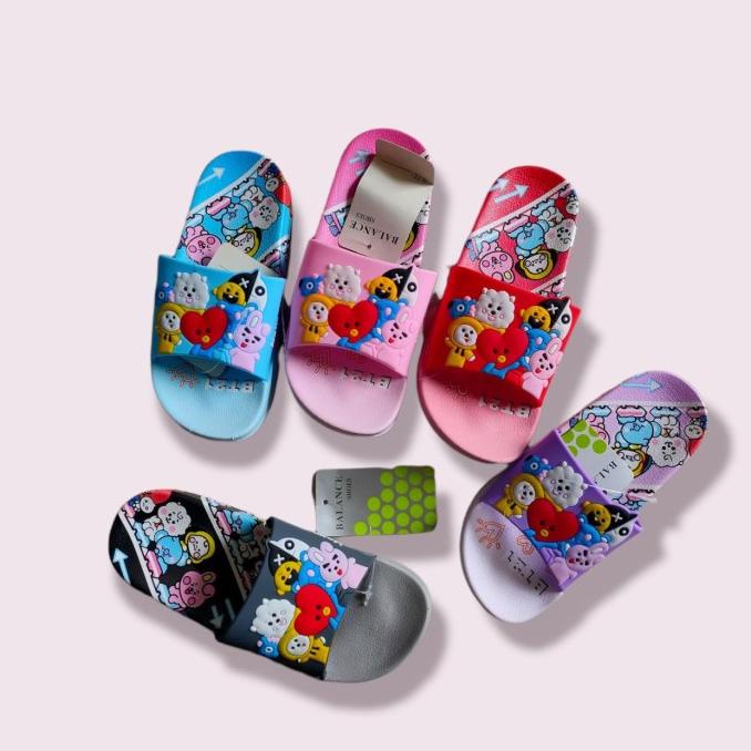 SR09 SENDAL SANDAL SELOP ANAK PEREMPUAN KARAKTER BT21 BTS elst073 Ayo Order