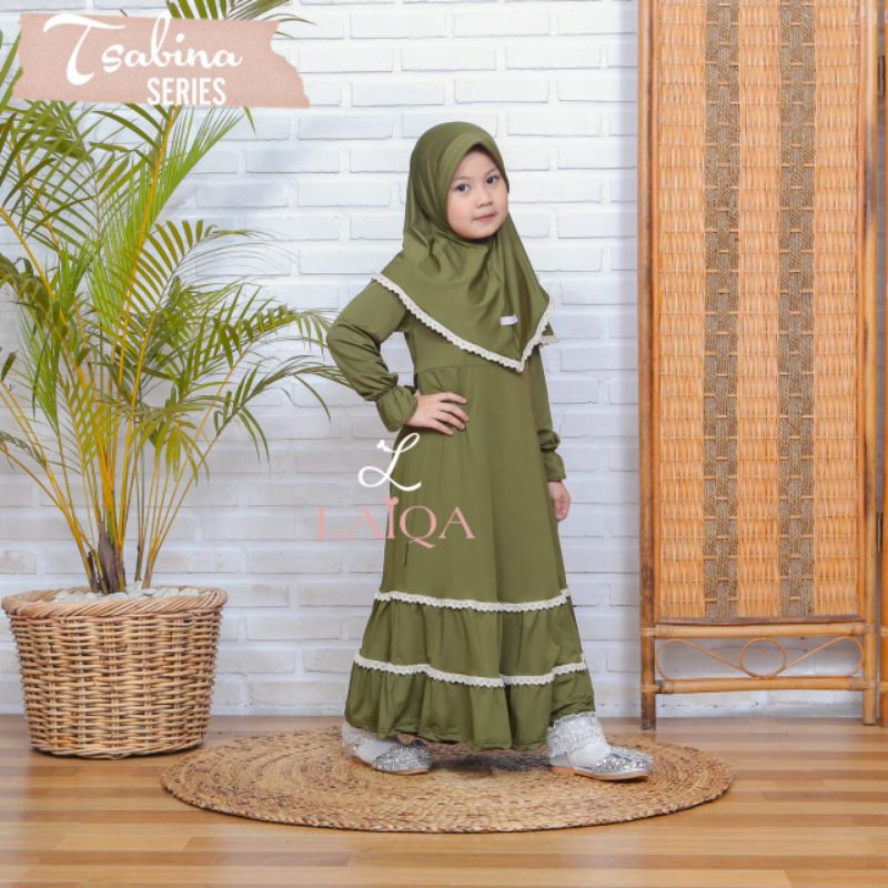 Gamis anak 1-7 Thn Tsabina Hijau Army By LAIQA