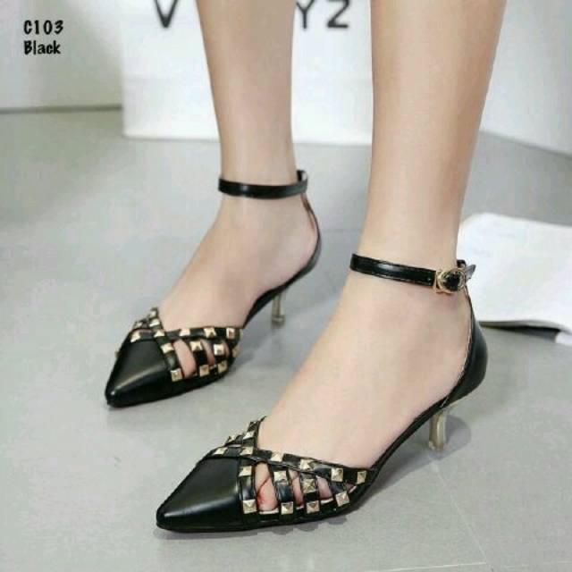 Heel Stoode Fashion pd305 hitam (realpict geser)