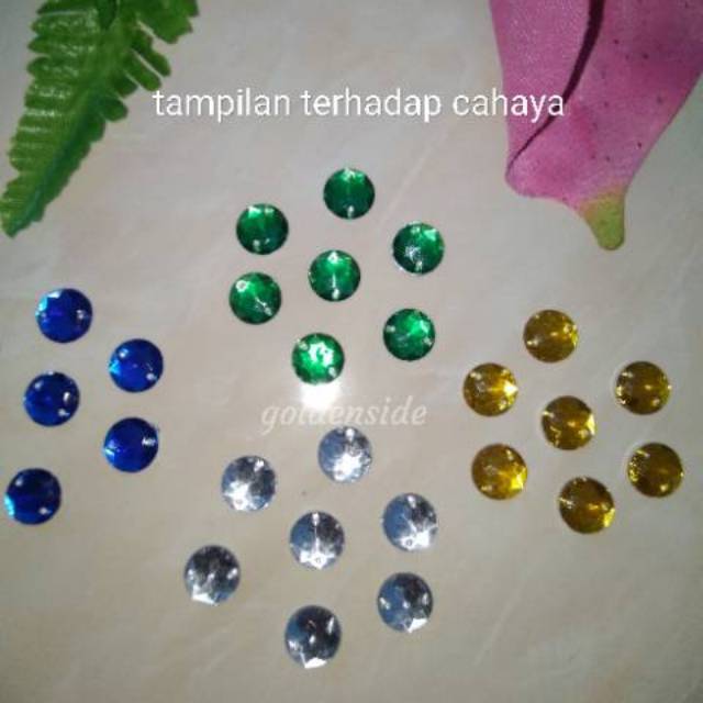 Aplikasi permata bulat Diamond bulat tempel / jahit per lusin