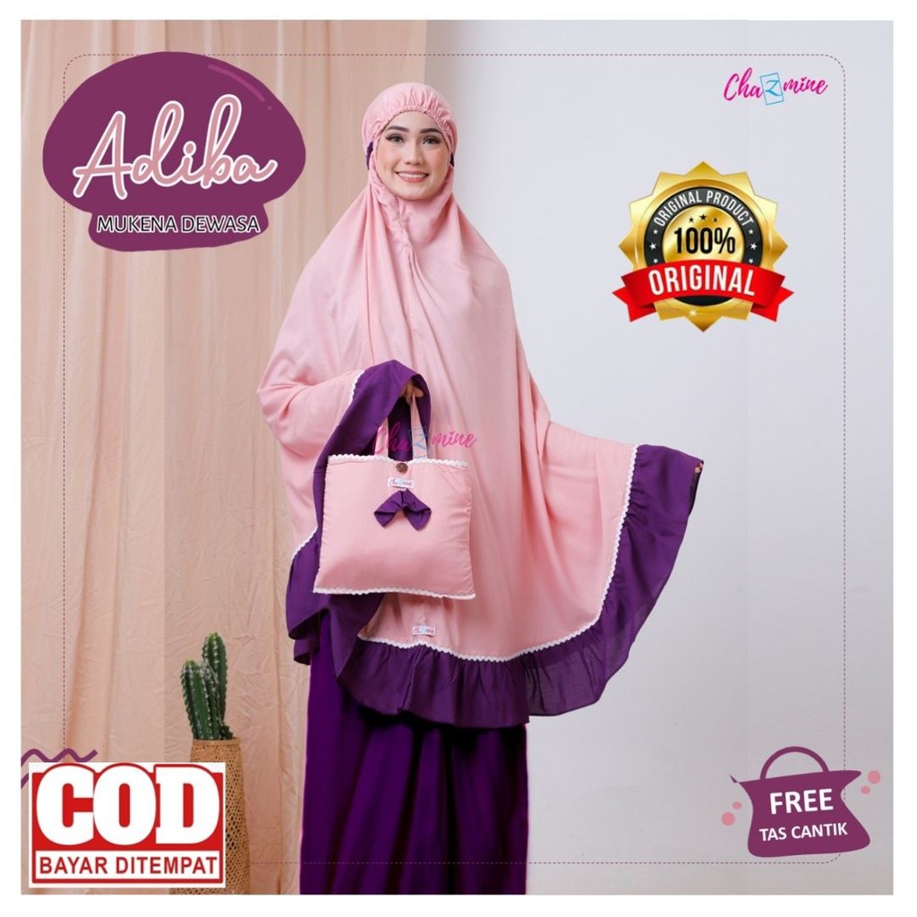 Mukenah Dewasa Perempuan Bahan Rayon Premium Model Adiba Terbaru 2020 By Chazmine
