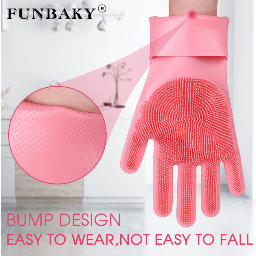 Funbaky Sarung Tangan Sikat Mencuci Magic Silicone Gloves - E034