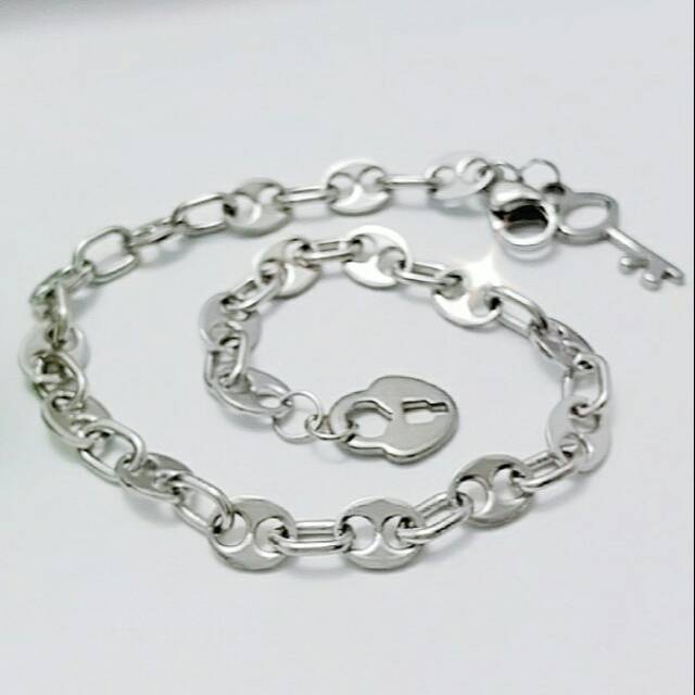 Gelang tangan titanium kunci gembok 18cm