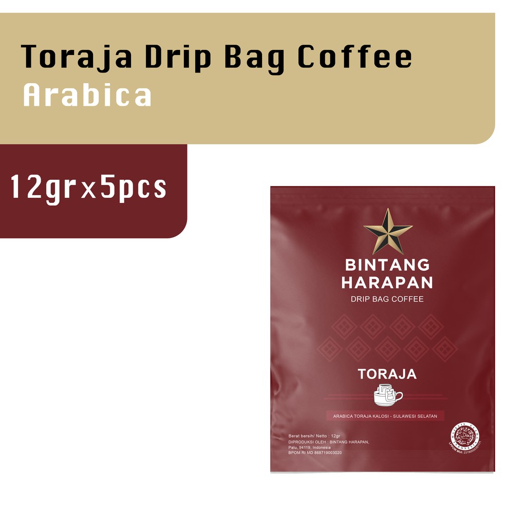 

Drip Bag Coffee Arabica Toraja 12gr Bintang Harapan 5pcs