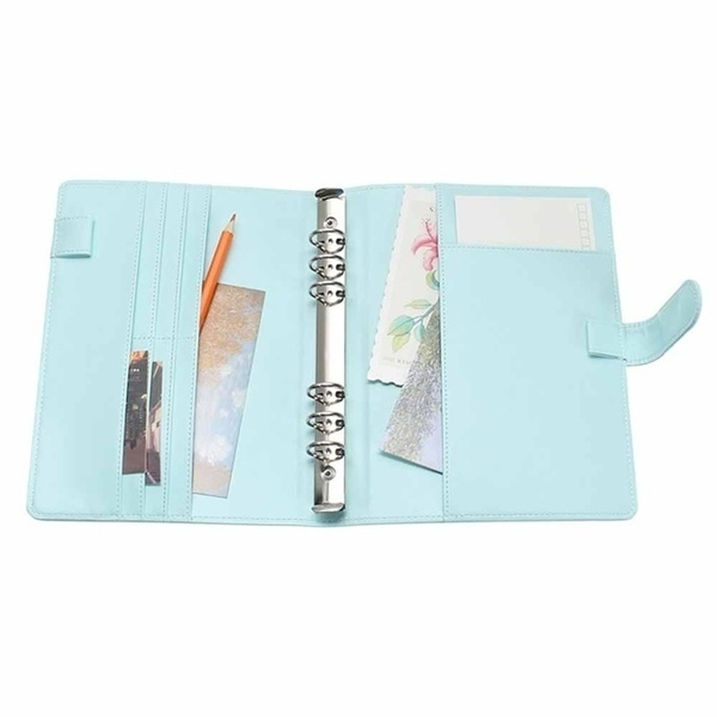 Binder Leather Kulit PU A6 Notebook Diary Jadwal Diary Journal Binder Macaron Notebook Cover Spiral Organizer