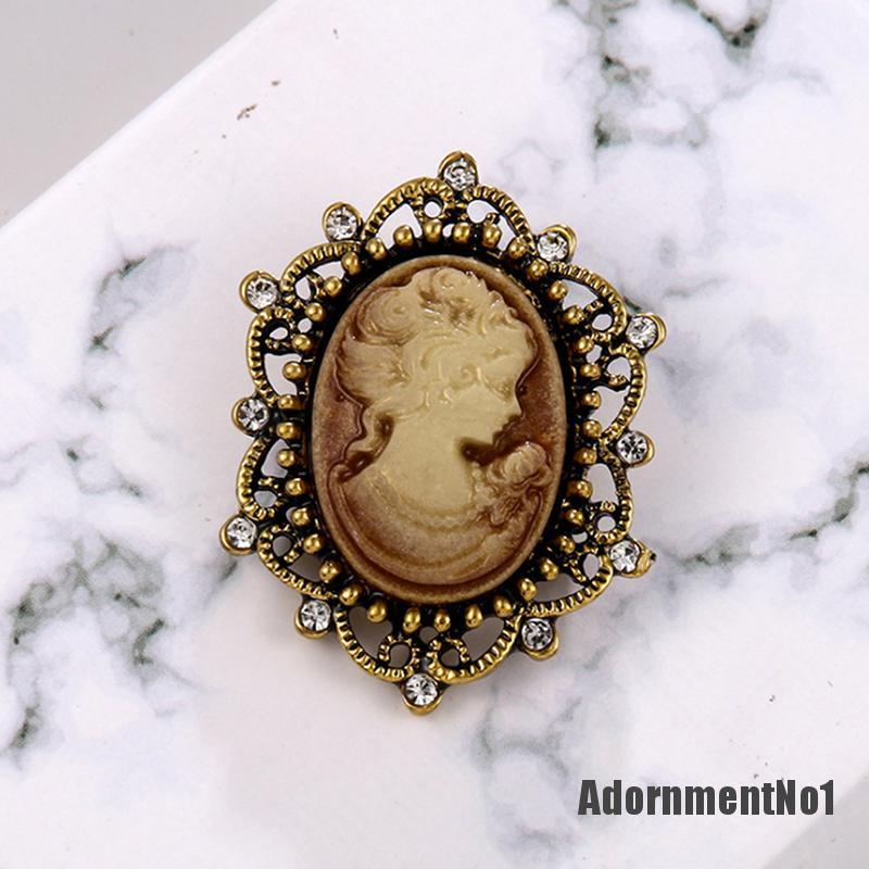 (Adornmentno1) Pin Bros Bunga Cameo Hiasan Kristal + Berlian Imitasi