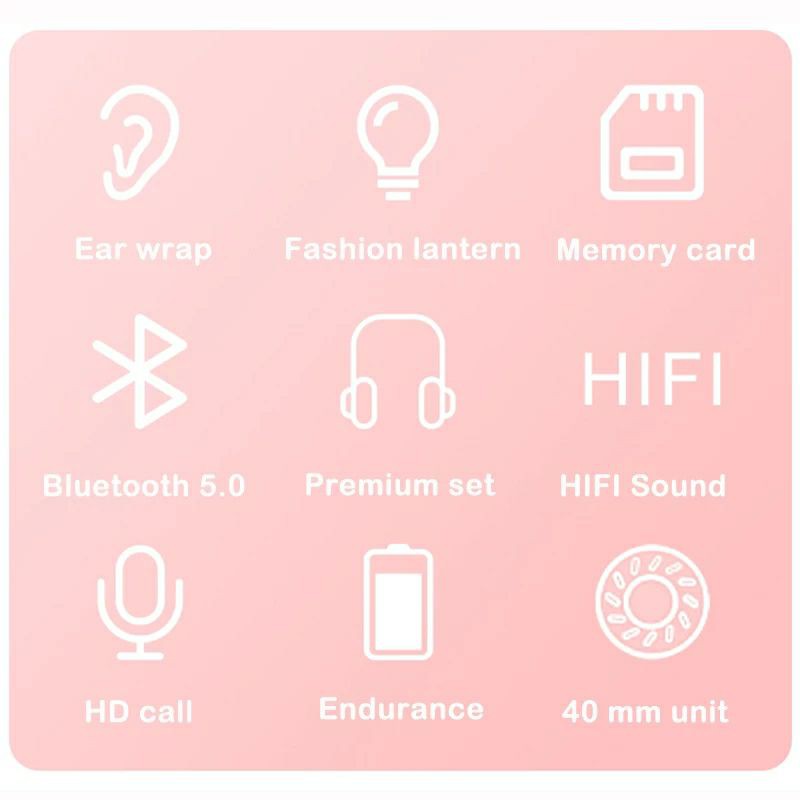 Headphone Bluetooth Inpods Boom Macaron Headset Stereo Wireless V5.0