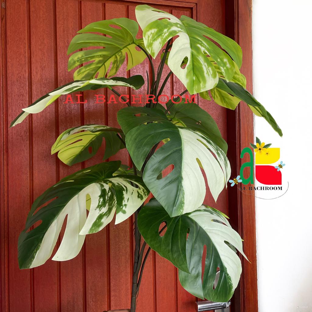 TANAMAN ARTIFICIAL PLANT DAUN MONSTERA PLASTIK JUMBO 110 CM B8217 TANAMAN HIASAN RUANG TAMU TOKO AB