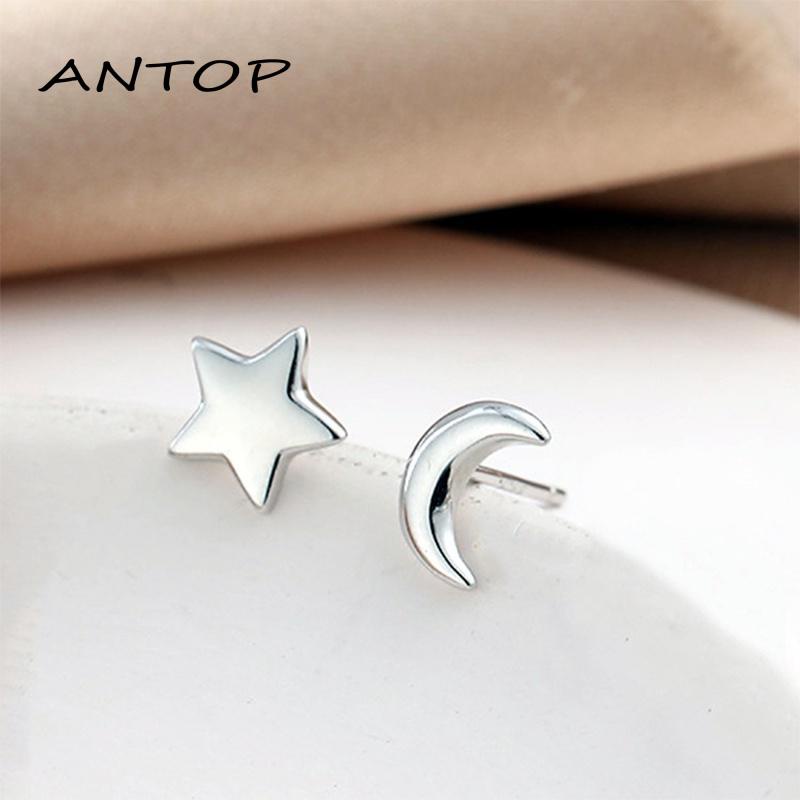 Korea Anting 925 Perak Berlian Bintang Bulan Bunga Mencegah Alergi Fashion Earrings ANTOP