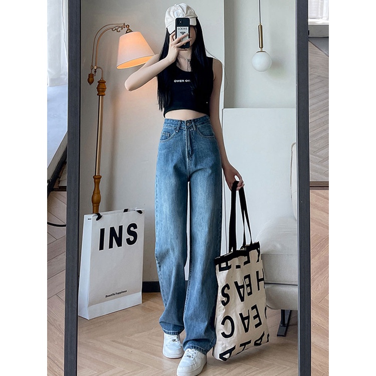 ✅COD New celana jeans panjang wanita high waist kulot korean style impor longgar