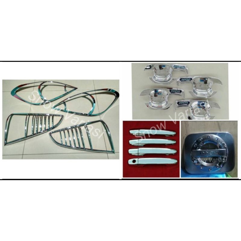 Paket Garnish Depan Belakang Outer Handle Tank Cover New Innova 2008 2010 2011 Hitam Chrome