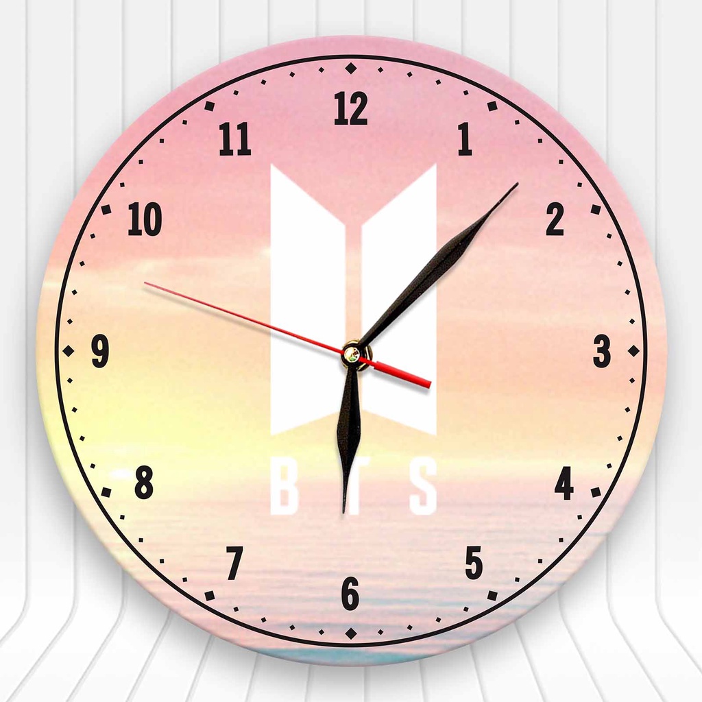 JAM DINDING KPOP KAYU MDF UNIK BTS LOGO 01