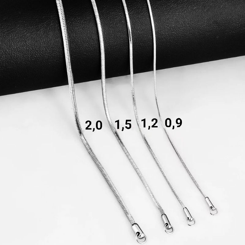 KALUNG TITANIUM SILVER KOTAK 1,2 DAN 0,9  FASHION PRIA WANITA