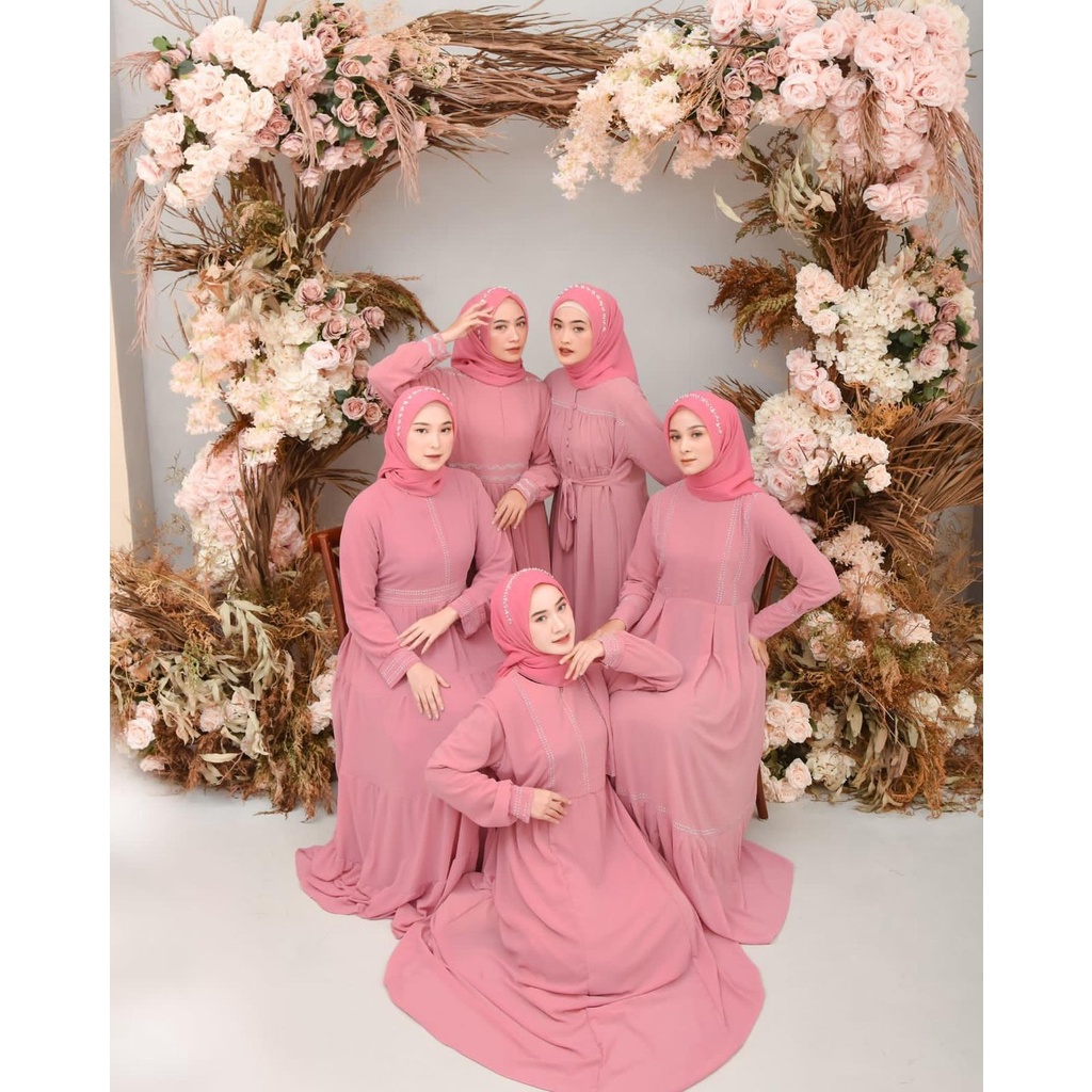 NEW - Wardah Dress Bahan Crinkle / Gamis Kondangan / BAJU DEWASA MURAH TERBARU 2022 / gamis lebaran 