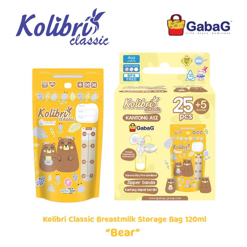 Kantong Asi Gabag 120ml Kolibri Classic, Gabag Kantung ASI Thermal sensor