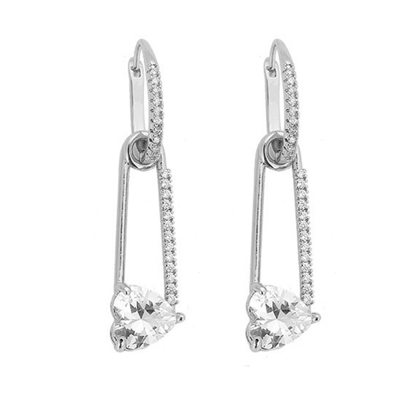 Anting Tusuk Gantung Bahan Sterling Silver 925 Desain Geometri Hias Mutiara + Berlian Imitasi Untuk Wanita