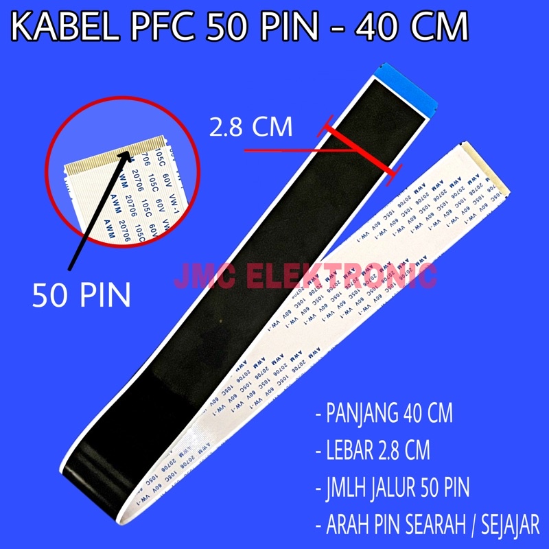 1pcs kabel lvds pfc 50pin 40cm cable fleksible tcon 50 pin panjang 40 cm