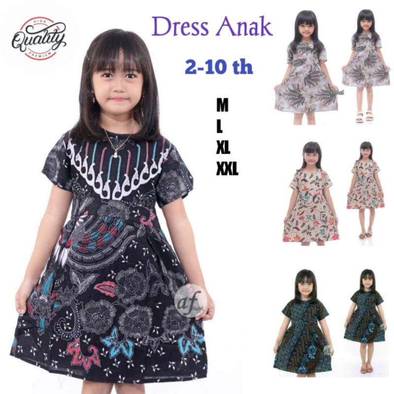 Dress Batik Anak Baju Batik Anak Perempuan Usia 2 - 10tahun