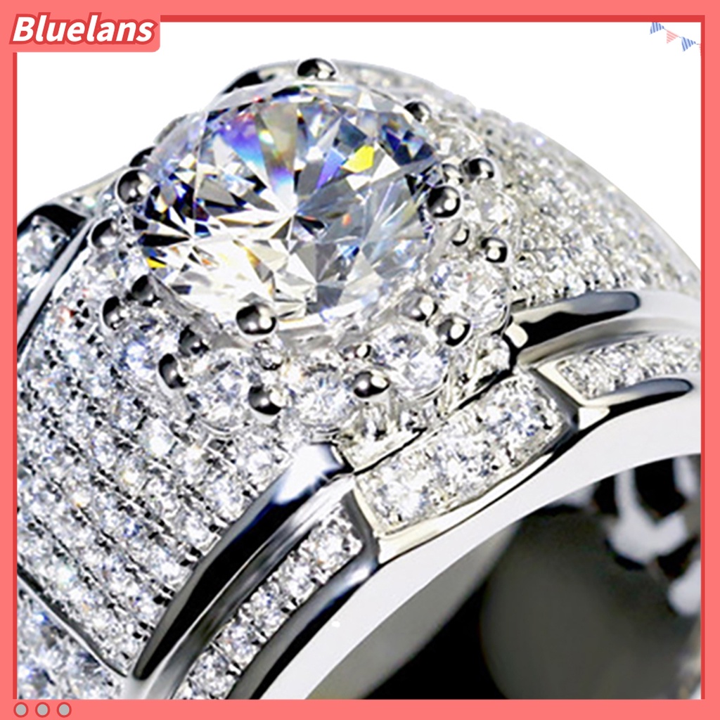 Cincin Lapis Silver Dengan Berlian Imitasi Untuk Pria