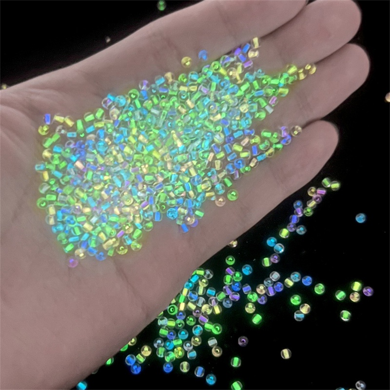 2 / 3mm 11g / pack Manik-Manik Beras Luminous Untuk Membuat Perhiasan Gelang / Kalung