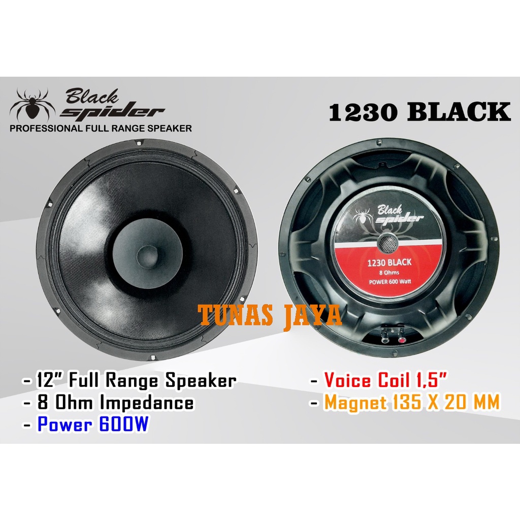 SPEAKER 12 INCH BLACKSPIDER BS1230 BLACK - BLACK SPIDER BS 1230 BLACK