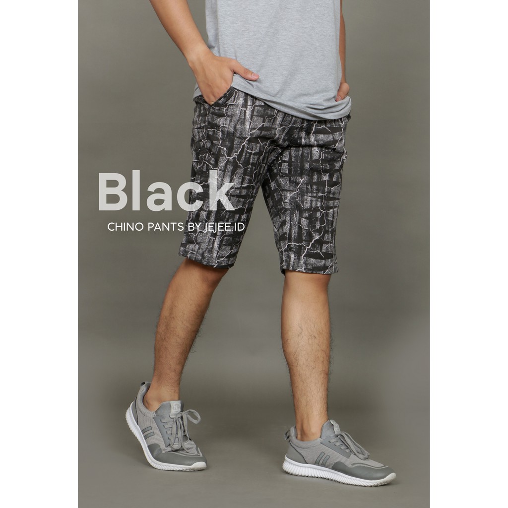 Celana Chino Pendek Pria Camo Black Big Size Resleting