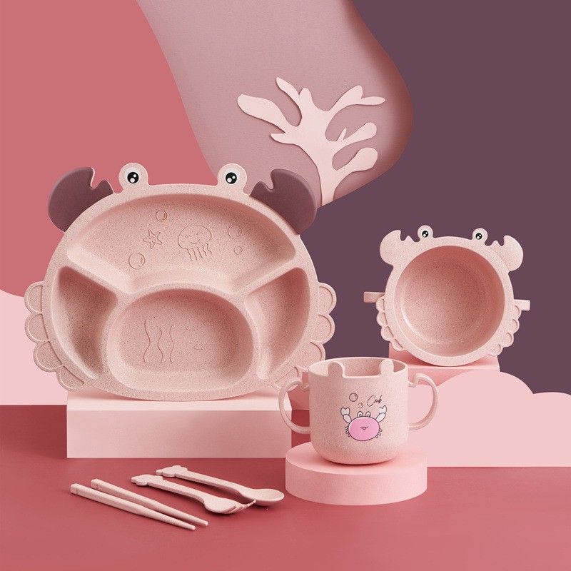 Peralatan makan bayi 6 in 1 Cartoon Animal 3DTableware Set Peralatan Makan Bayi Baby Feeding Set Kado anak perlengkapan bayi