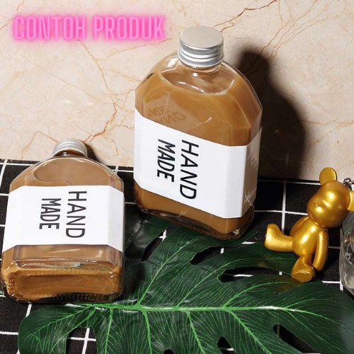 BOTOL MINUM TOPLES JAR GEPENG 250ml KACA BENING TUTUP GOLD (JB X250 GEPENG)