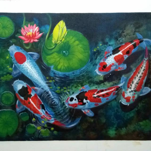 Lukisan 5koi size 70x90 acrilic on canvas