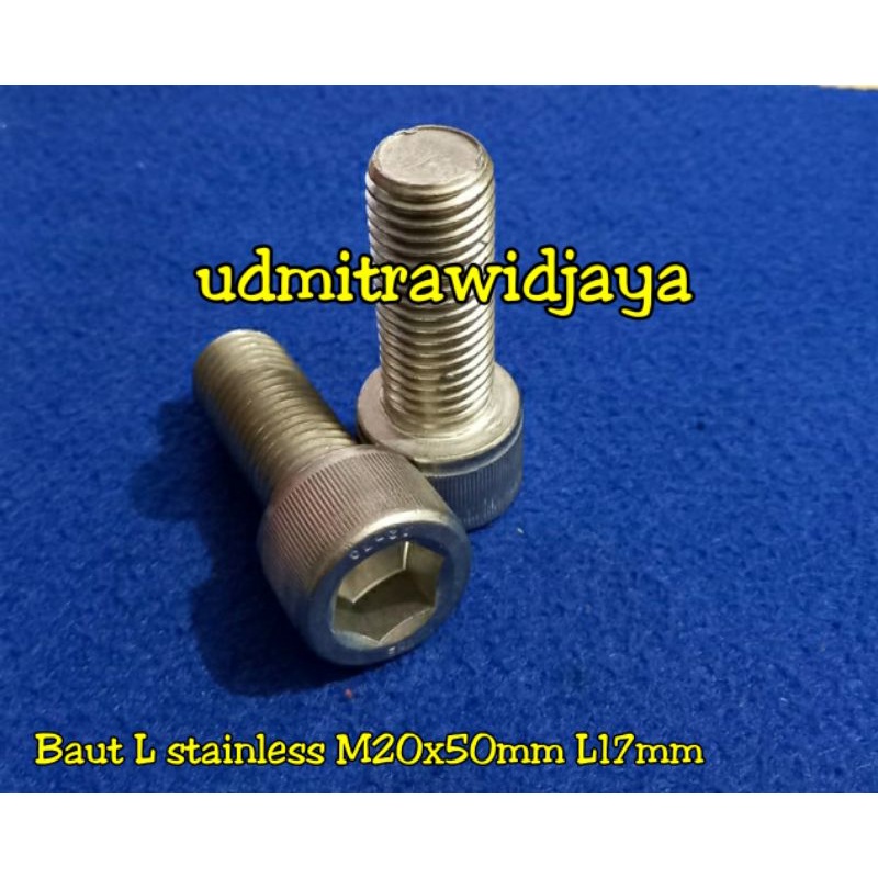 Baut L SS uk.30 M20x50mm stainless stell drat p. 2.50 / baut 30an SS / baut L SS dratt standart variasi baut anti karat baut gear depan rx king