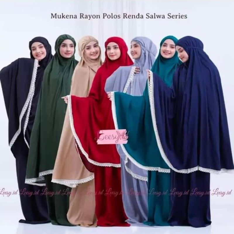 MUKENA RAYON POLOS RENDA RAJUT DEWASA