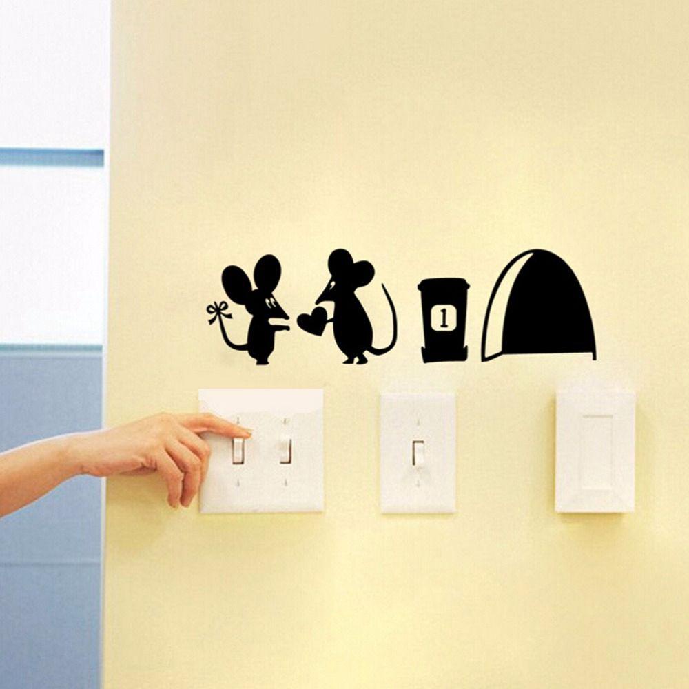 [Elegan] Mouse Stiker Dinding Removable Kartun Untuk Ruang Tamu Self-adhesive Living Room PVC Nursery Sticker