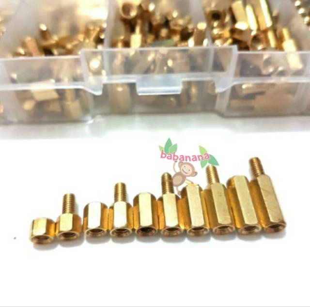 M3 brass 300pcs spacer standoff assortment kit box peninggi pcb