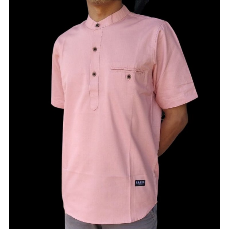 Baru Kemeja koko Pria dusty Pink dewasa Pendek /Kemeja koko Kemko dusty Pink