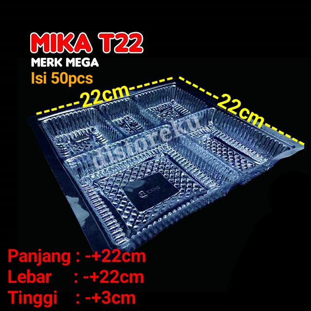 50Pcs MIKA DALAMAN DUS NASI CATERING 22x22 MIKA BOX KATERING MIKA MEGA T22