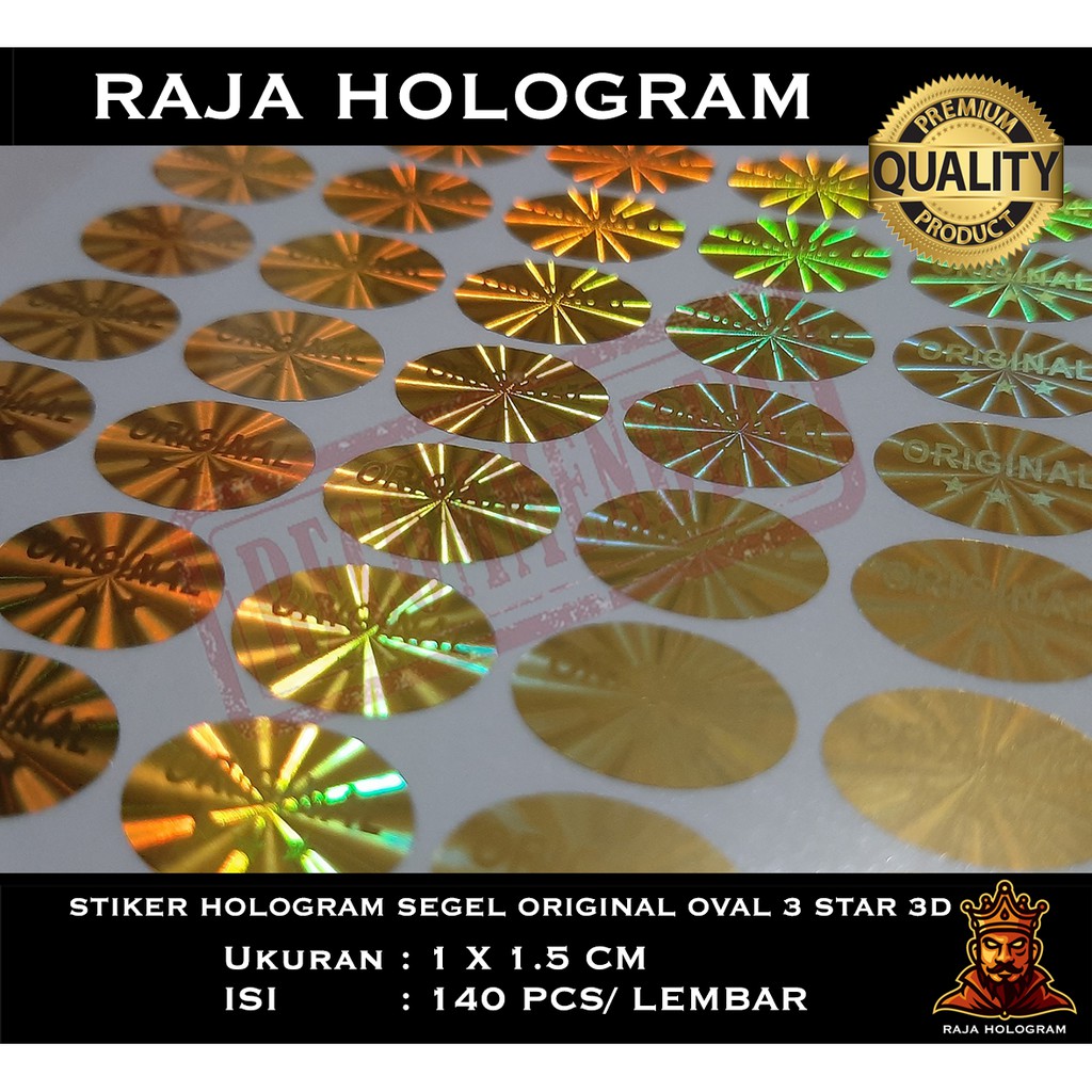 Jual STIKER HOLOGRAM ORIGINAL OVAL 3STAR GOLD 3D CETAK STICKER SEGEL ...