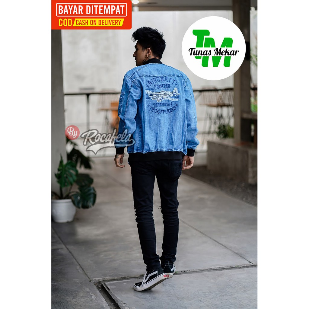 Jaket Jeans Pria Rocafela The News 100% Original ~ Jaket Jeans Bomber