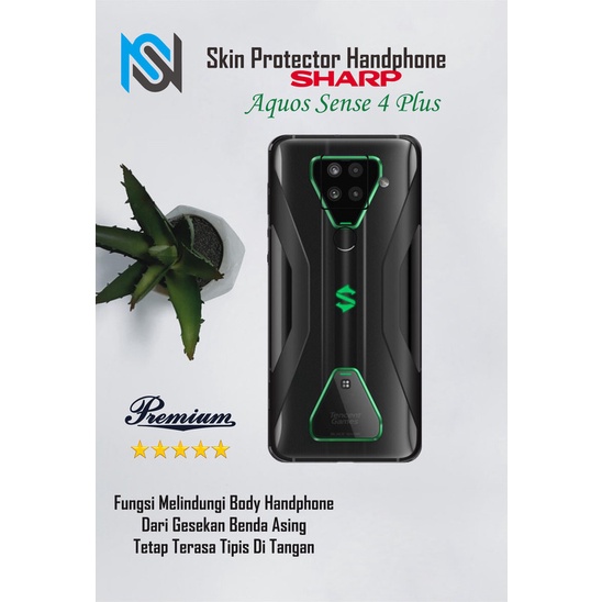 Isi 2pcs Garskin Hp Sharp aquos Sense 4 Plus Motif shark black - Free Custom Motif