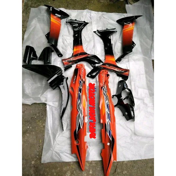 Cover Body Fiz R F1z R Full Halus Hitam Orange Plus Striping Shopee Indonesia