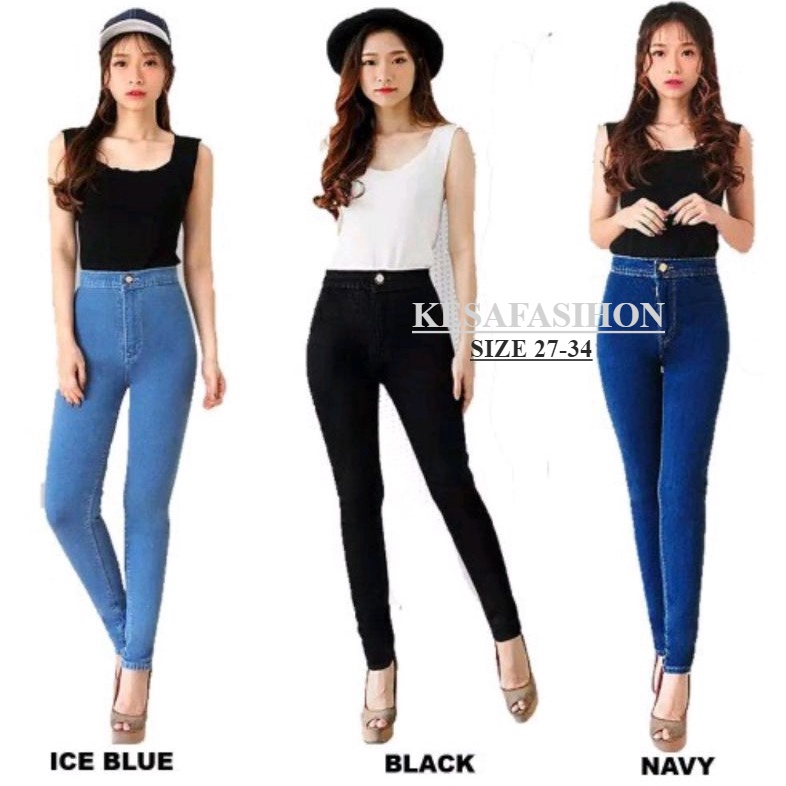 Celana HW Jeans polos / Highwaist 27-34