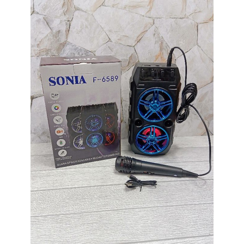 Speaker Bluetooth Karaoke Sonia F-6589/F-6581 Terbaru (bonus mic)