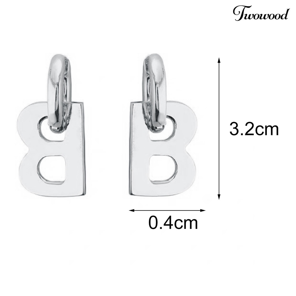 1 Pasang Anting Juntai Bentuk Huruf B Bahan Logam Untuk Dekorasi