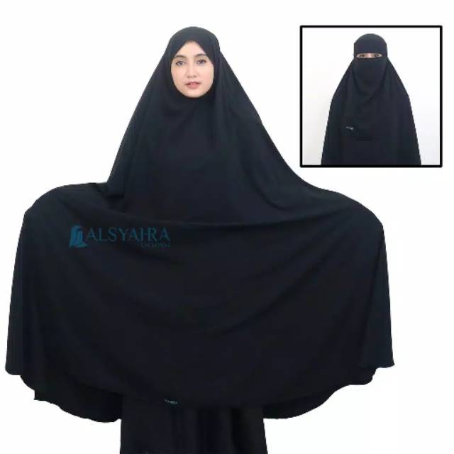 Long Khimar Syar'i Al Haramain Alsyahra non pet size jumbo/panjang,