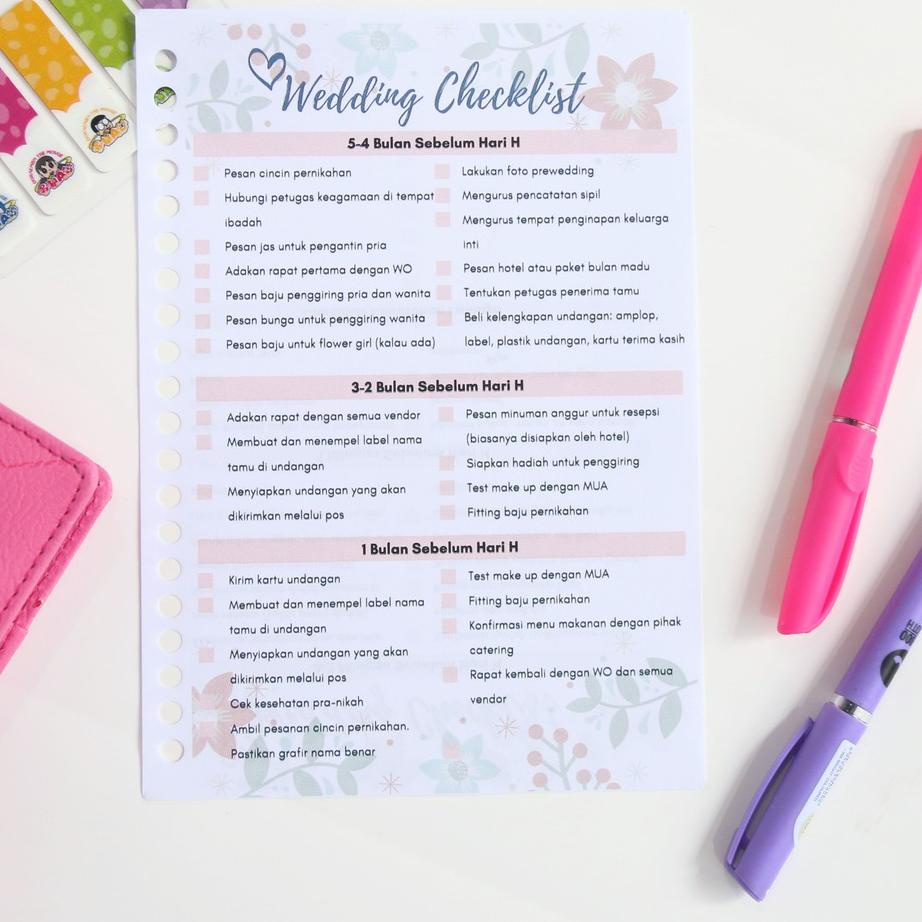 [KODE PRODUK 8SYMJ8660] Wedding Planner / Kertas Binder Loose Leaf A5 & B5 / Sehati Planner