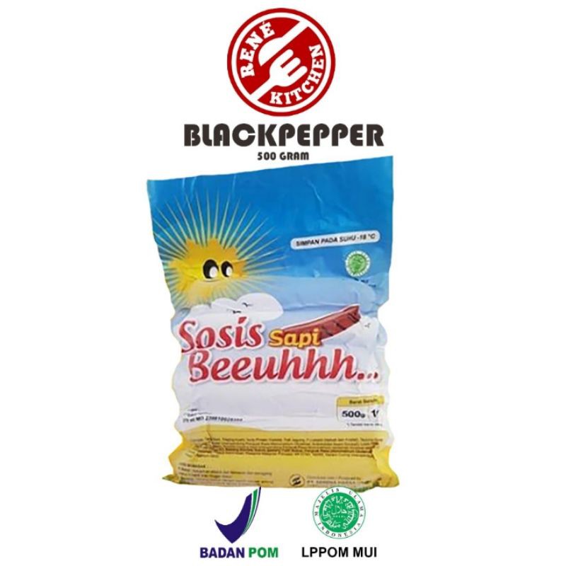 

SOSIS BRATWURST BEEUHHH JUMBO BLACKPEPPER 500 GRAM (6 PCS)